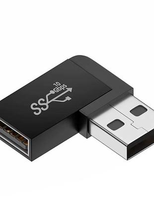 Переходник адаптер угловой плоский usb 3.0 (m/f) left-bk metal