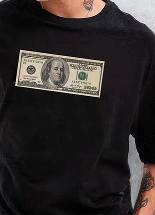 Чоловіча футболка dollar 100$ franklyn 100 доларів унісекс чорна