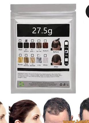 Загуститель для волос toppik hair fibers кератиновая пудра для объема кератиновый камуфляж лысины black черный