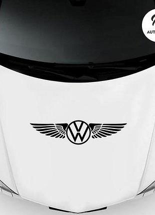 Наклейка на авто oracal логотип volkswagen с крыльями 50х15 см, черный