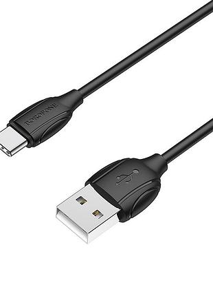 Кабель borofone bx19 usb to type-c 3a, 1m, pvc, tpe connectors, black