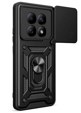 Чехол primo shockproof для xiaomi redmi note 15 4g - противоударный, с подставкой и шторкой для камеры - black