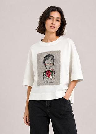 Женский свитшот oversize с вышивкой ляля modna kazka mknk56657