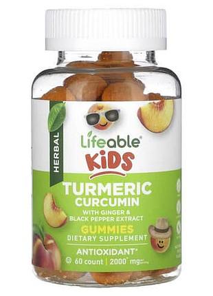 Lifeable kids turmeric curcumin with ginger & black pepper 60 жевательных конфет (04.2027)