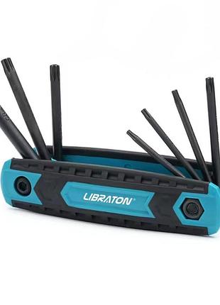 Набір складних ключів-зірочок libraton security torx 8-в-1 t9–t40 складаний, cr-v сталь