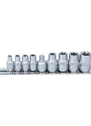 Набор насадок torx (4шт 1/4" 4шт 3/8") с переходником на планке 9шт crv sigma (6086541) 3920219