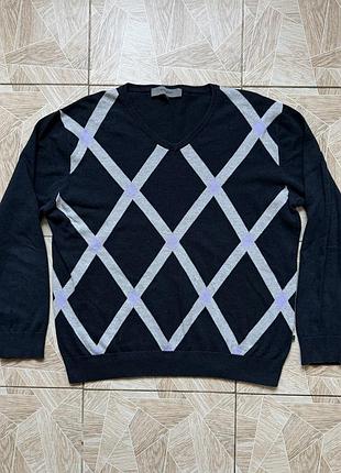 Свитер luxury givenchy men argyle knit sweater black gray v-neck luxury designer size l