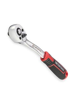 Тріскачка з квадратом 1/4", 72 зуби (150 мм) crv (intertool storm) вигнута ручка intertool