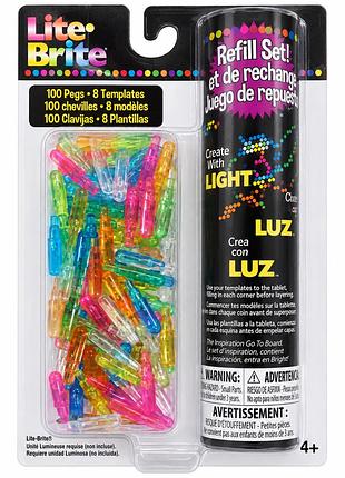 Набор для пополнения lite-brite peg & template refill pack 2224 — 100 цветных колышков + 8 шаблонов, 4+