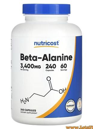 Бета аланін для тренувань спортсменів nutricost beta-alanine 240 капсул