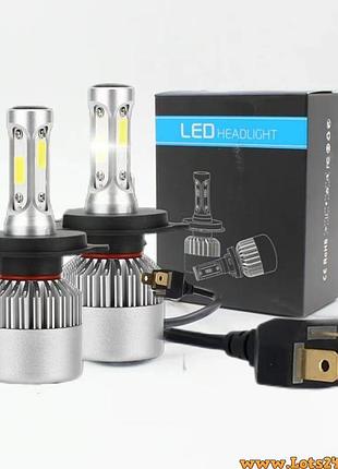 2шт автолампи h4 cob led 6500k автолампи світлодіодні автолампи авто лед лампи авто лампа лед світлодіодна дхо птф на авто