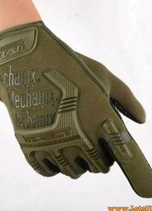Перчатки тактические mechanix m-pact gloves для военных охотников рыбаков туристов велосипедистов олива