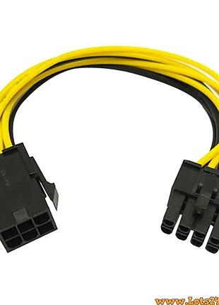 Перехідник 8pin 6pin pcie кабель живлення подовжувач для відеокарти мама тато 6p 8p перехідник 6-pin 8-pin для відеоадаптера gpu