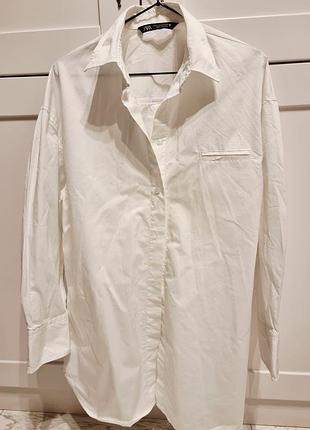Біла сорочка жіноча zara, розмір xs, over size