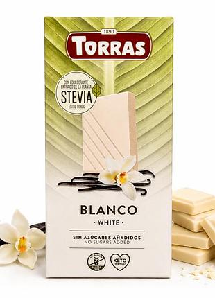 Шоколад torras білий без цукру blanco, 100 г