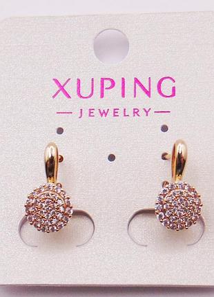 Сережки медсплав із фіанітами 15х7 мм xuping 21264