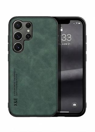 Чохол накладка з текстурою шкіри для samsung galaxy s25 ultra (green / зелений)