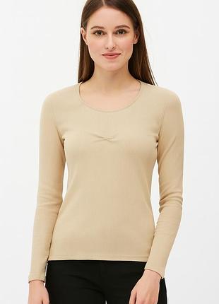 Термокофта в рубчик с чашечками l-xl (46-50) бежевая ouno