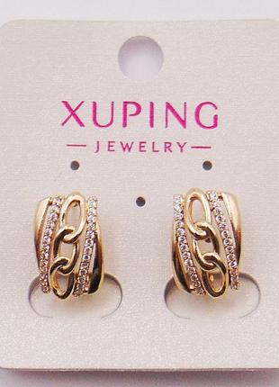 Сережки з фіанітами медсплав 13х9 мм xuping 21329