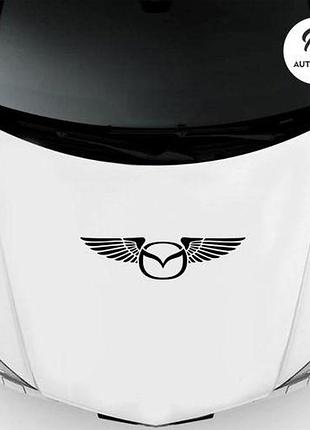 Наклейка на авто oracal логотип mazda с крыльями 40х12 см, черный