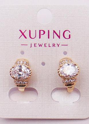 Серьги медицинский сплав с фианитами 15х9 мм xuping 20855