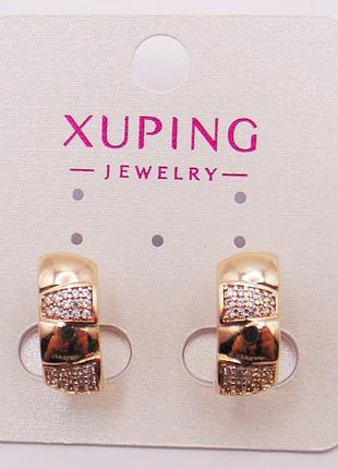 Сережки медсплав із фіанітами 15х7 мм xuping 21267