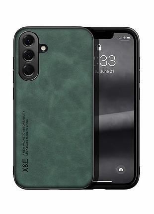 Чохол накладка з текстурою шкіри для samsung galaxy s25 plus (green / зелений)