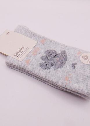 Мериносовые носки с собачками 36-41 светло-серые корона 5431