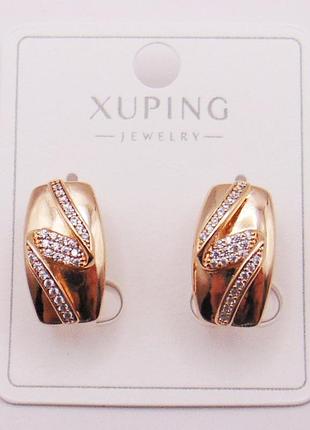 Серьги с фианитами медицинский сплав 16х10 мм xuping 20496
