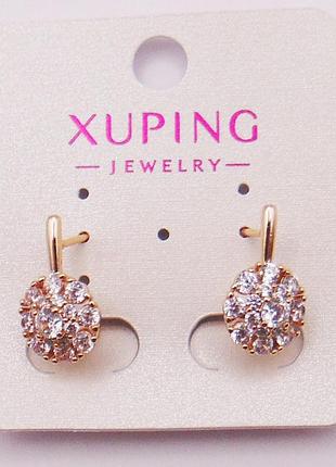 Серьги с фианитами медицинский сплав 16х11 мм xuping 21653