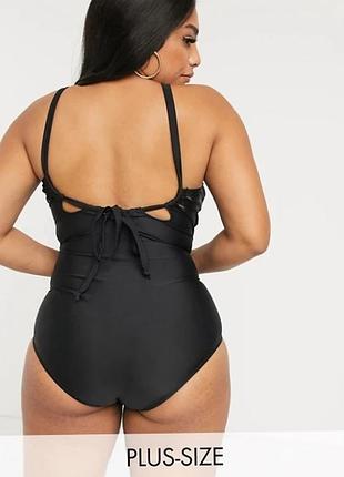 Отрядный слитный черный купальник большого размера vero moda
