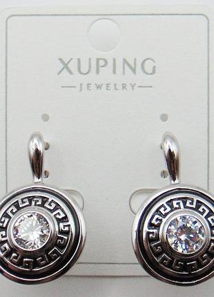 Сережки медичний сплав родій xuping 25х16 мм 51649