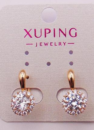 Сережки з фіанітами медсплав xuping 19х10 мм 19559