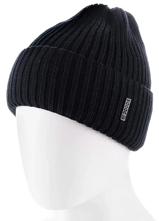 Чоловіча шапка з відворотом подвійна one size чорна zolly 243