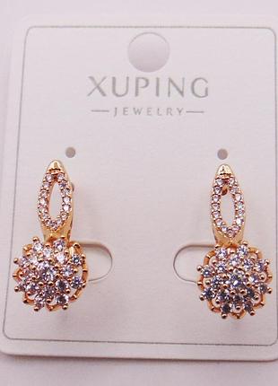 Сережки з фіанітами медсплав 20х8 мм xuping 21752