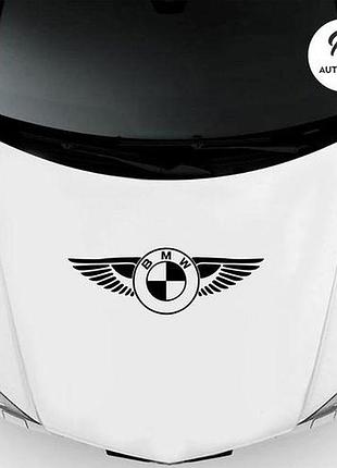 Наклейка на авто oracal логотип bmw с крыльями 40х12 см, черный
