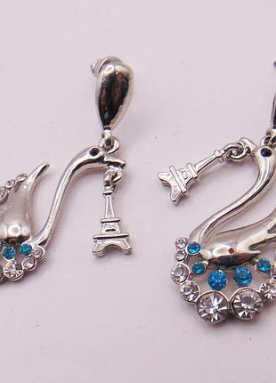 Серьги гвоздики лебеди nb 124