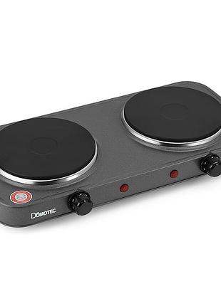 Плита двухкомфорочная для дома domotec ms-5822 2000вт, плита кухонная переносная, мини-плита для дома gr-45
