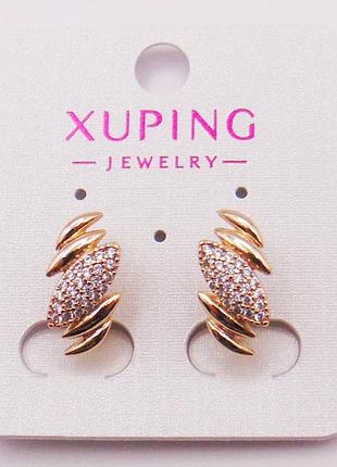 Серьги с фианитами медицинский сплав 16х7 мм xuping 20484