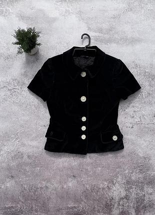 Жакет vintage gianni versace black velvet jacket with iconic medusa buttons🔥