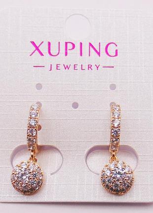 Серьги с фианитами медицинский сплав 20х7 мм xuping 15445