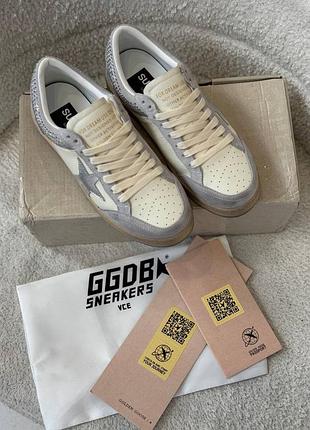 Кеды белые серые кожа gg люкс качество golden