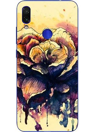 Бампер силіконовий чохол для xiaomi redmi note 7 з картинкою квітка