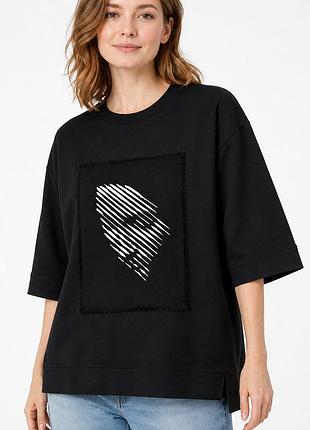 Женский свитшот oversize с вышивкой джоконда modna kazka mknk230726