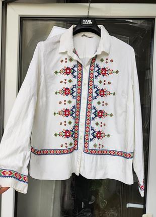 Яскрава біла сорочка-блуза з вишивкою / вишиванка tu, розмір 20 (3xl)