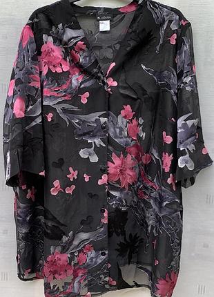 Блуза кардиган plus size  деворе квітковий принт 2