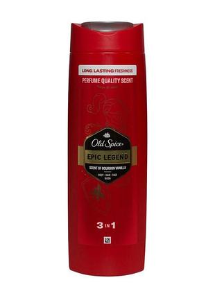 Гель old spice для душа мужской 3 в 1 с ароматом бурбона и ванили epic legend body hair face wash, 400 мл