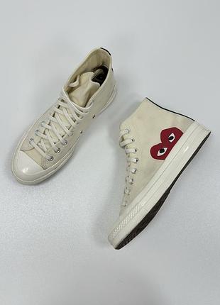 Оригінальні кеди converse x comme des garçons play unisex all star chuck taylor 70 sneakers cream