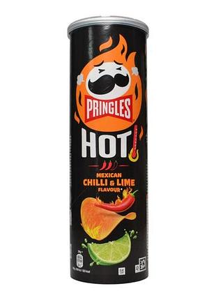 Чипси pringles гострі зі смаком мексиканського чилі та лайма mexican chilli & lime flavour hot, 160 г