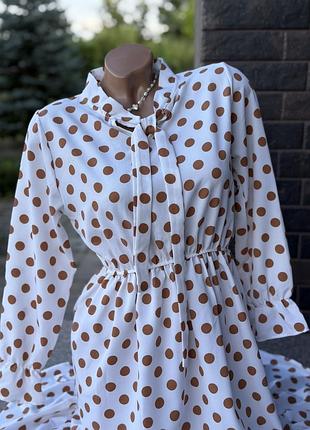 🍂 універсальна сукня міді в горошок polka dot 🤎🤍 2